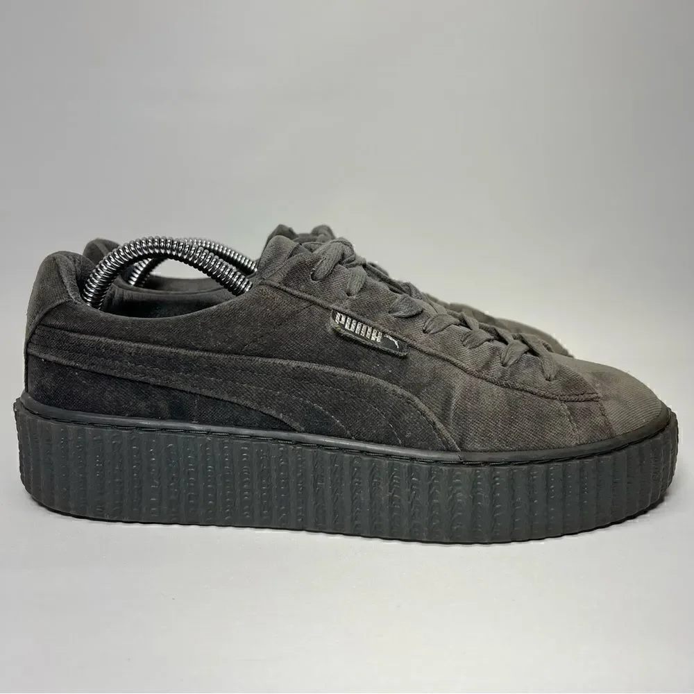 Fenty Puma Womens Velvet Creepers Glacier Grey‎ Platform Sneakers 9.5 36446603
